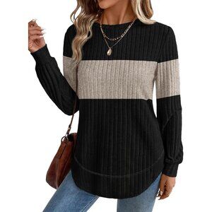 Tunic Tops for Women Loose Fit Dressy Long Sleeve Shirts Womens Sweaters Crew Ne